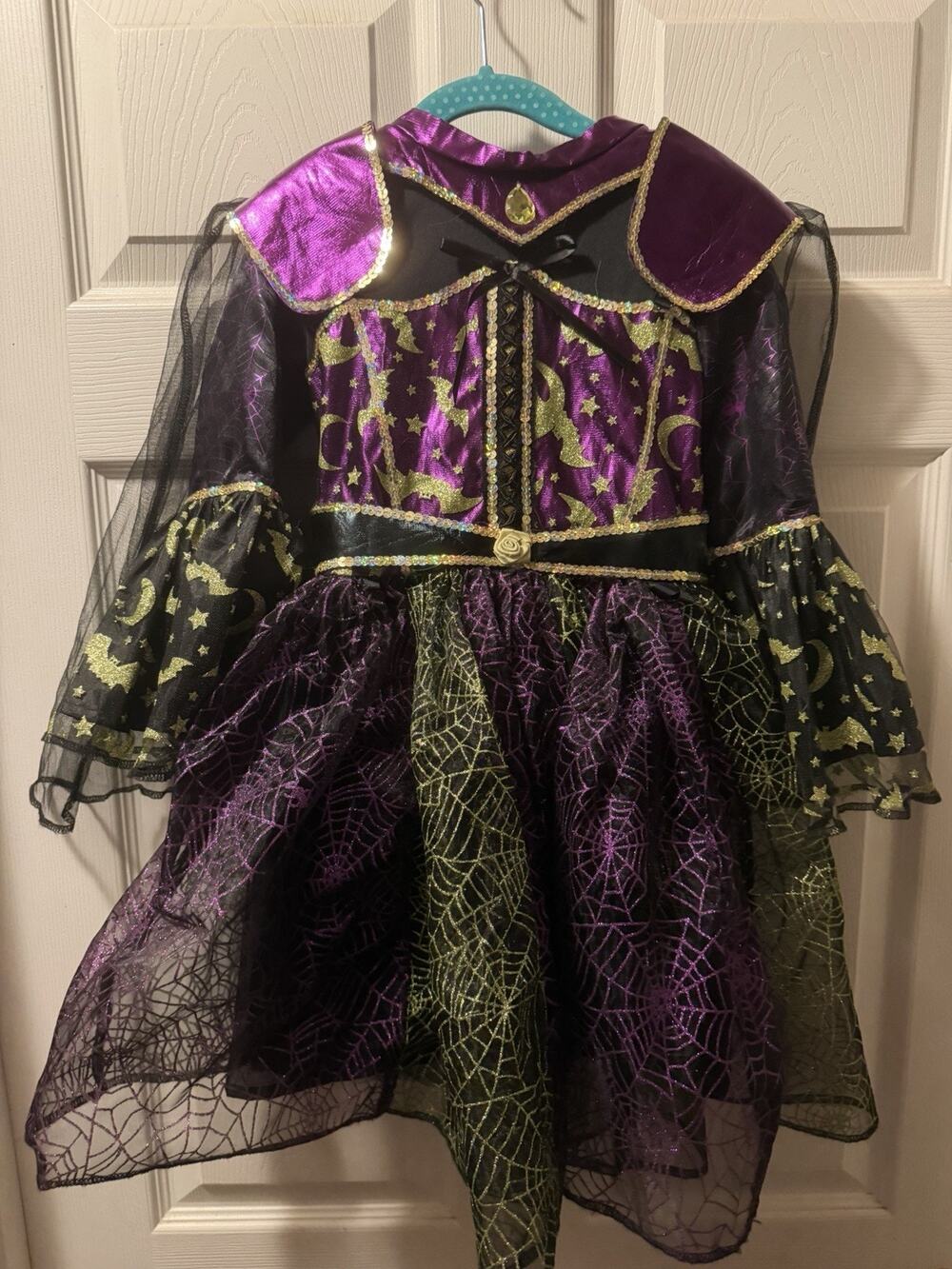 Girls starry Witch Wizard Black Purple Halloween Costume Size 5/6